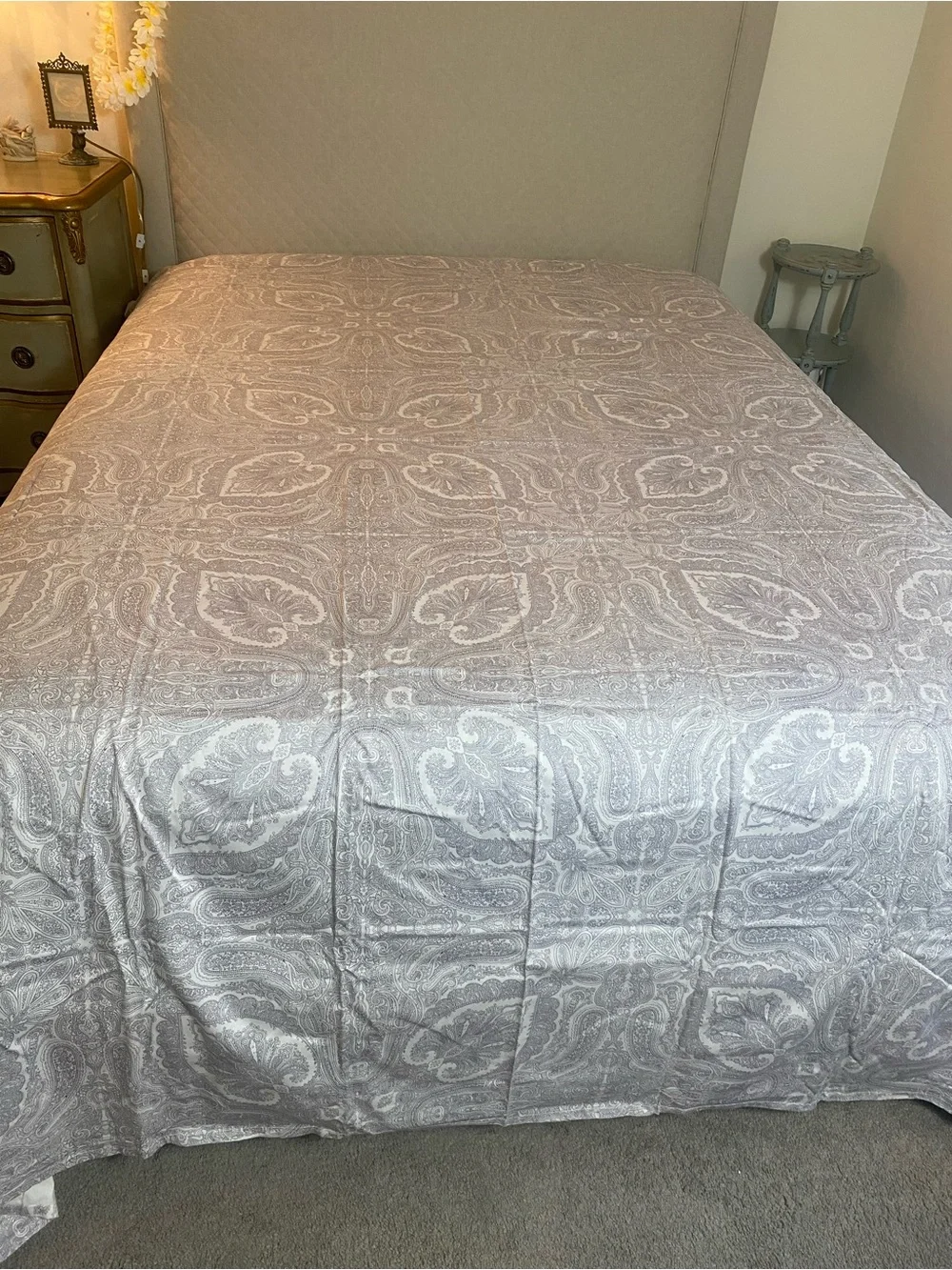 Neutral Paisley Luxury King Flat sheet 100% cotton India